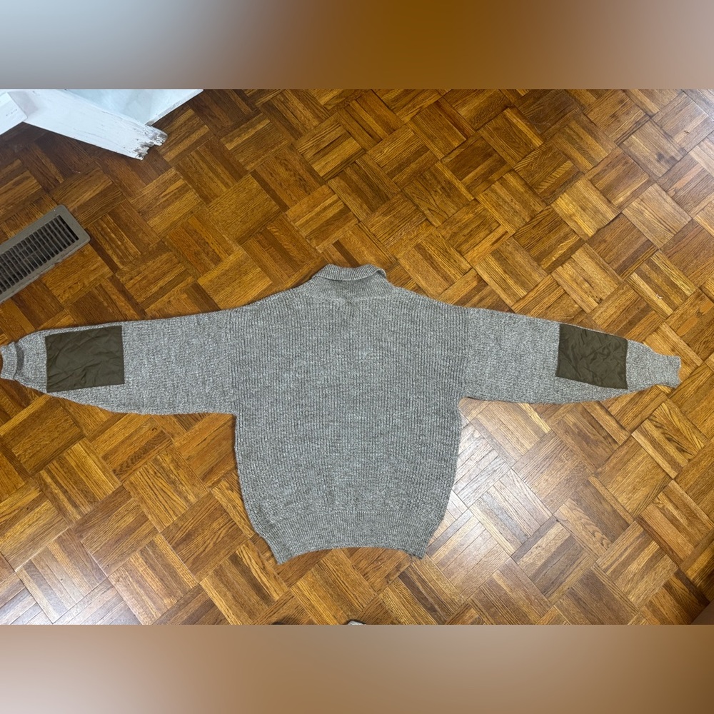 Men's LL Bean Wool Gray Sweater with Elbow Patches